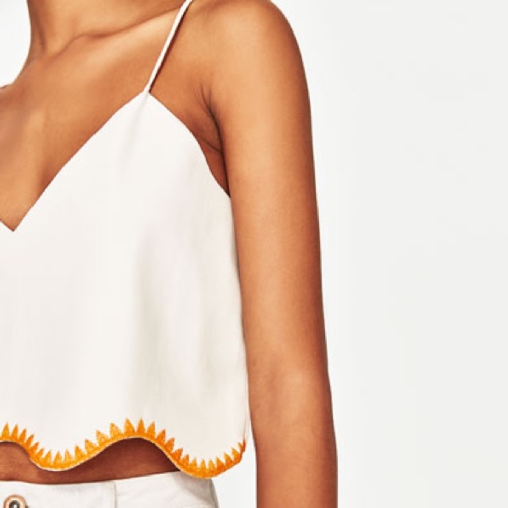Zara crop top with embroidered hemline - Picture 2 of 2